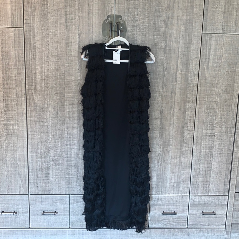 H&M Black Fringe Vest